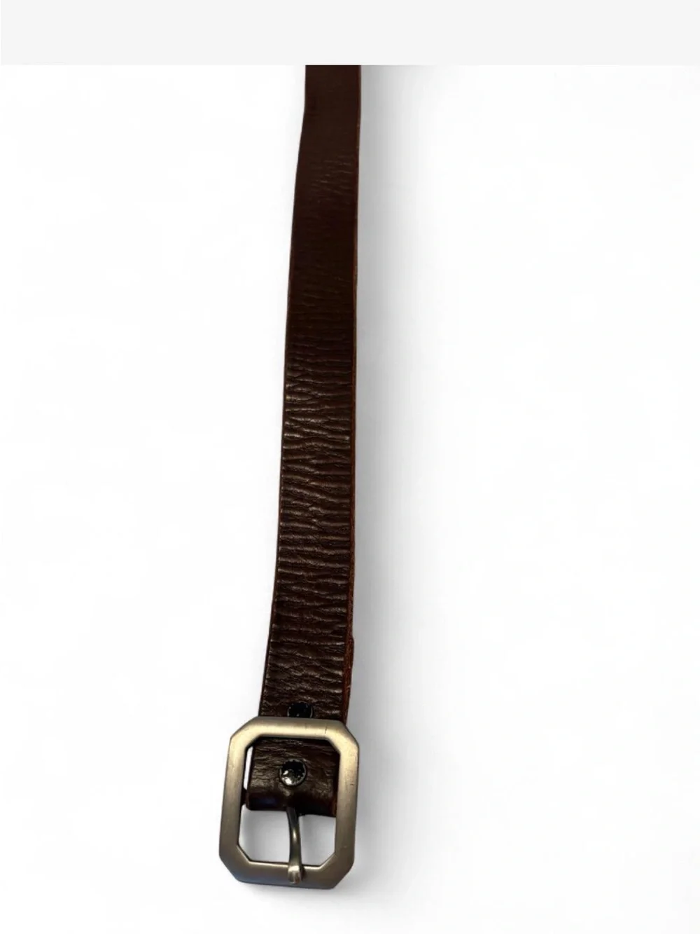 J Crew Crewcuts Men's Brown Leather Belt with Matte Gunmetal Buckle